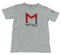 Šedé melírované tričko s logem Mitch