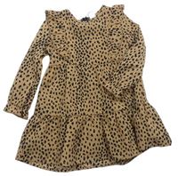 Béžové šaty s leopardím vzorem a volány Shein 