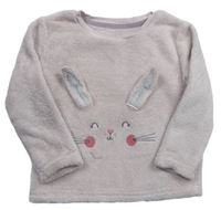 Světlerůžové chlupaté pyžamové triko s králíčkem Primark