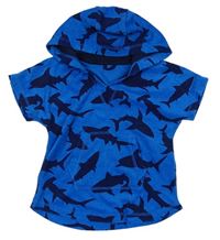 Safírové froté tričko se žraloky a klokankou s kapucí Matalan