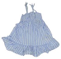 Modro-bílé pruhované žabičkové šaty Primark