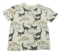 Krémové tričko s dinosaury Primark