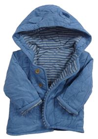 Modrá manšestrová zateplená bunda s kapucí Tu