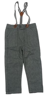 Šedé vzorované kalhoty s odepínacími kšandami Nutmeg