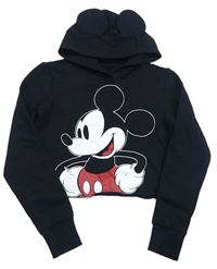 Černá crop mikina s Mickey a kapucí Disney