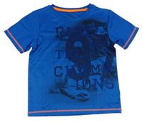 Modré sportovní tričko s potiskem s nápisy Topolino