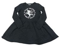 Černé teplákové šaty s jednorožcem a nápisem F&F