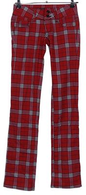 Dámské červené kostkované kalhoty 