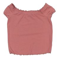 Růžové žebrované crop tričko New Look