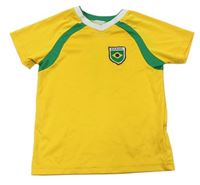Žluto-zelený funkční fotbalový dres Brasil H&M