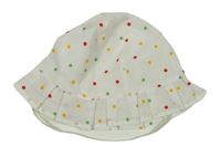 Bílý  klobouk s barevnými puntíky  