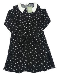 Černé květované lehké propínací košilové šaty H&M