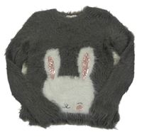 Šedý chlupatý svetr s králíkem H&M