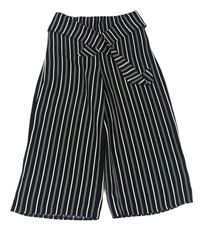 Černo-bílé pruhované culottes kalhoty s páskem Primark