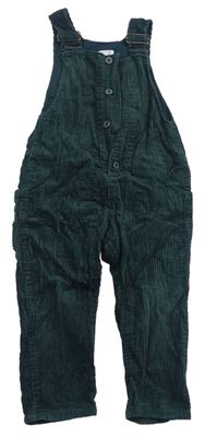Tmavozelené žebrované manšestrové laclové kalhoty Zara