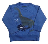 Modrá melírovaná mikina s dinosaury Next