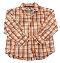Cihlovo-oranžovo-bílá kostkovaná košile s výšivkou H&M