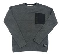 Tmavošedý žebrovaný svetr s kapsou H&M