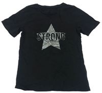 Černé tričko s hvězdou a nápisy 