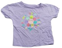 Lila tričko s květinou Tu