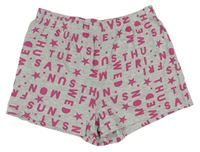 Šedo-růžové pyžamové kraťasy s písmenky George