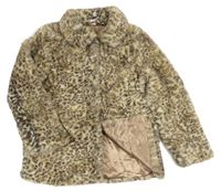 Béžová kožešinová podšitá bunda s leopardím vzorem Tu