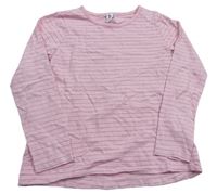 Růžovo-stříbrné pruhované triko Yigga