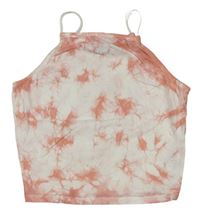 Růžovo-bílý batikovaný crop top New Look