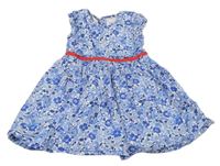 Modro-bílé květované šaty