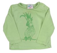Zelenkavé triko s papouškem Topomini