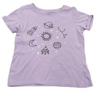 Lila tričko s vesmírem Primark