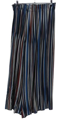 Dámské modro-vinovo-červené plisované culottes kalhoty Bershka 
