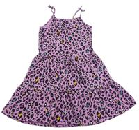 Růžové bavlněné šaty s leopardím vzorem Matalan