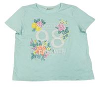 Mátové tričko s květy a číslem zn. H&M