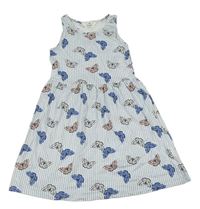 Modro-bílé pruhované bavlněné šaty s motýlky zn. H&M