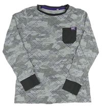 Šedo-fialové vzorované pyžamové triko C&A