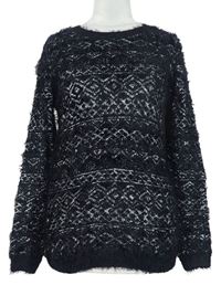Dámský černo-šedý vzorovaný chlupatý svetr Esmara 