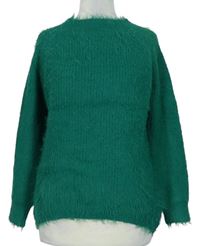 Dámský zelený chlupatý svetr Primark 