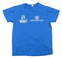 Modré sportovní tričko s nápisy 