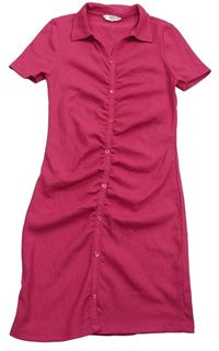Růžové šaty s límečkem a knoflíčky Matalan