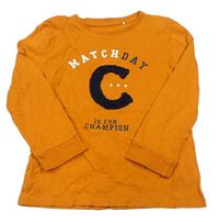 Oranžové triko s nápisy a písmenem Topolino