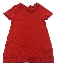 Červené třpytivé svetrové šaty s mašlí zn. H&M
