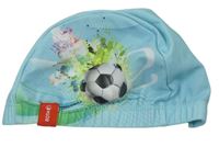 Světlemodrá koupací čepice s fotbalovým míčem