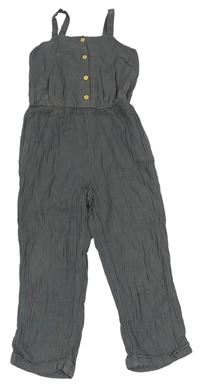 Tmavošedý mušelínový kalhotový overal s knoflíky H&M