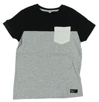 Černo-šedé tričko s kapsičkou M&S