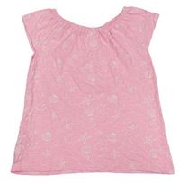 Neonově růžové tričko s mušlemi Topolino