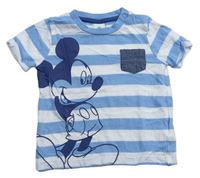 Modro-bílé pruhované tričko s Mickeym zn. Disney