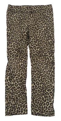 Béžovo-hnědé elastické kalhoty s leopardím vzorem Kiki&Koko