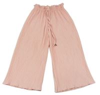 Růžové plisované culottes kalhoty
