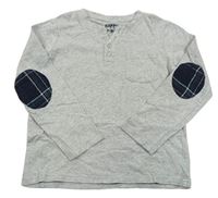 Šedé melírované triko s kapsou a knoflíky Tchibo